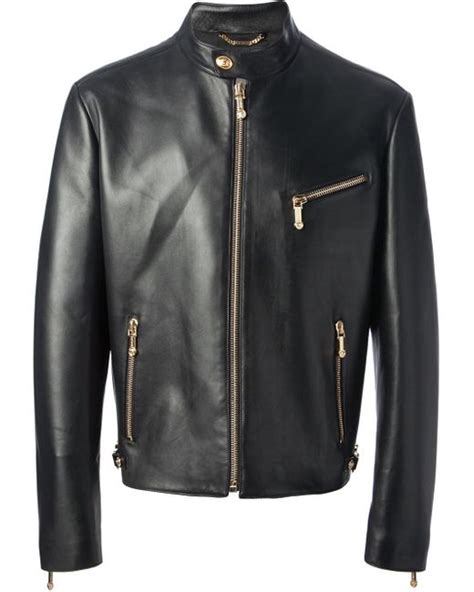 versace classic leather jacket|More.